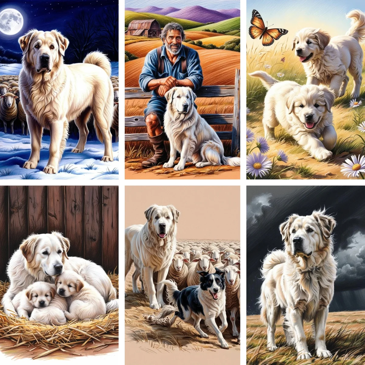 

Алмазная вышивка из 100% полимерной смолы, 5D DIY, мозаика с изображением Пиренейской овчарки, пушистый питомец, новый декор