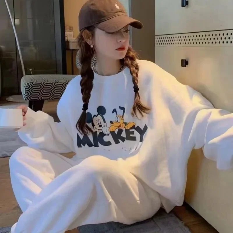 Disney Mickey Pluto jesienne i zimowe spodnie z długimi rękawami z czystej bawełny ubrania domowe można nosić na zewnątrz i wysokim wyglądem garniturze