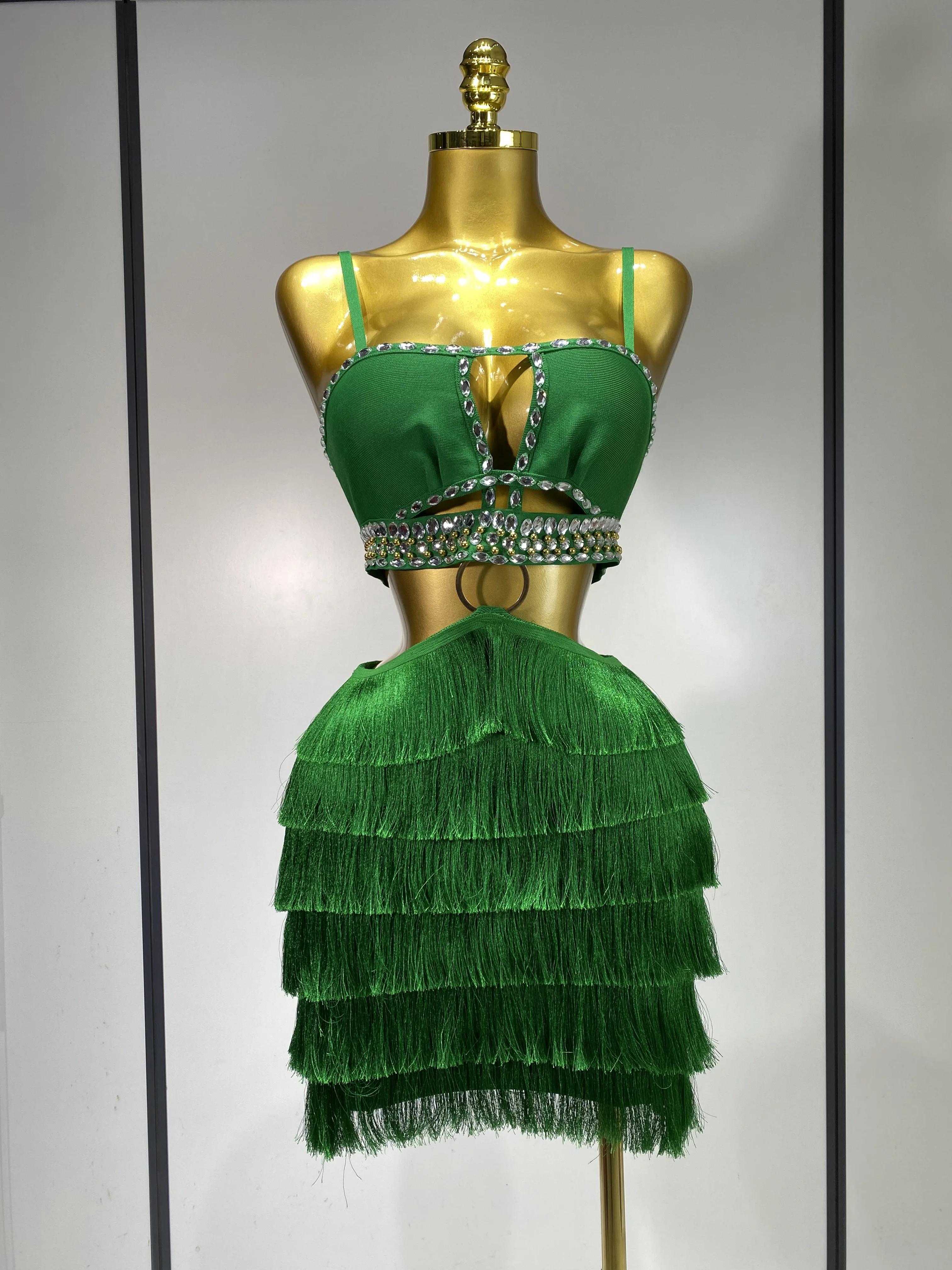 Sexy Sling Rückenfreies Kleid Frauen Grün Bodycon Verband Kleid 2025, Promi Elegante Abend Club Luxus Geburtstag Party Kleider