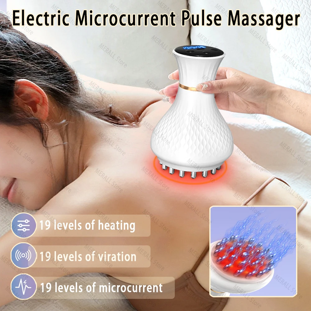 Electric Scraping Instrument Microcurrent Acupuncture Massager Vibration Massage Meridian Brush Red Light Heating Knead Belly