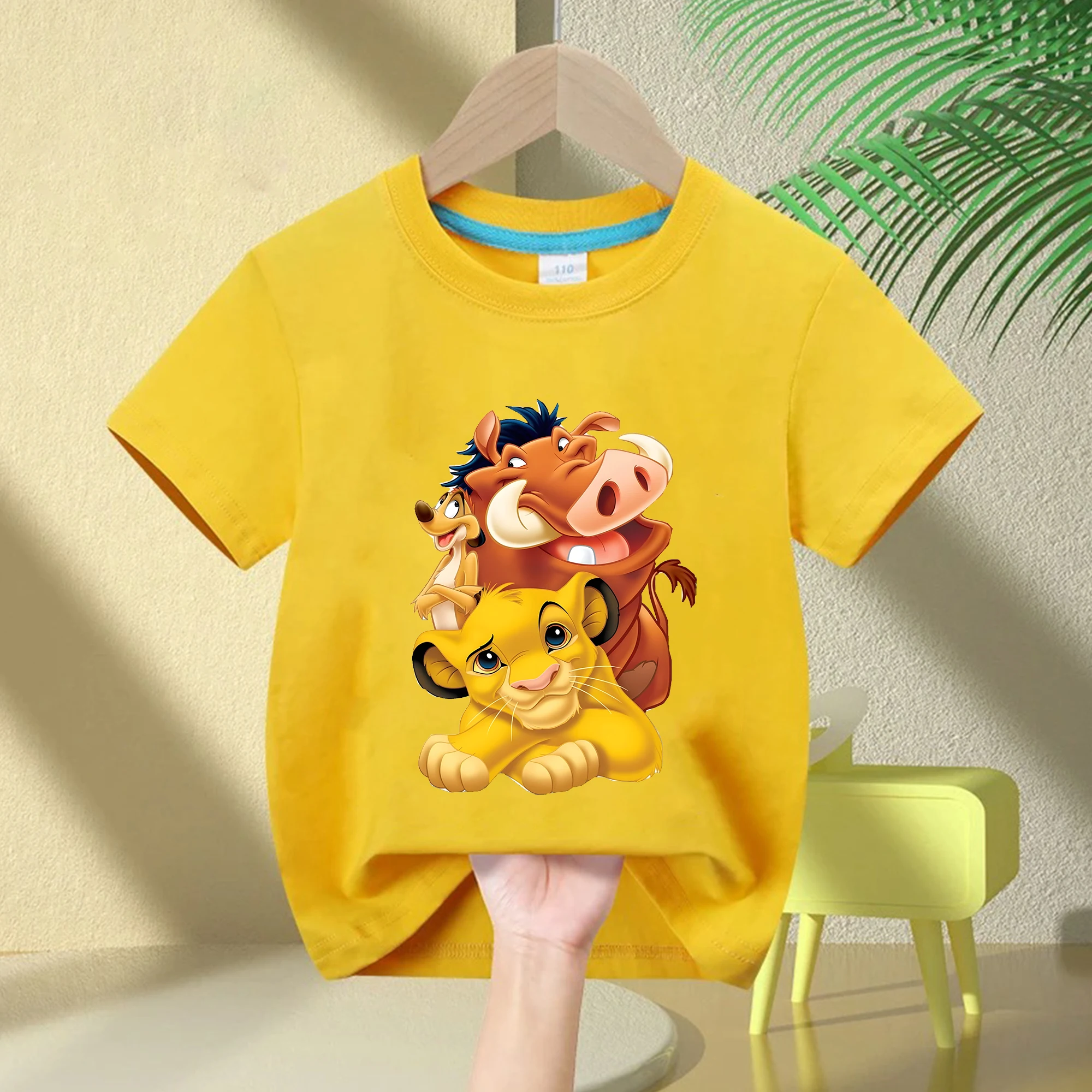 Trendy and Cool Lion King Simba Cartoon Printed Children's T-shirt 2026 Summer Cotton Breathable Parent Child Short Sleeve