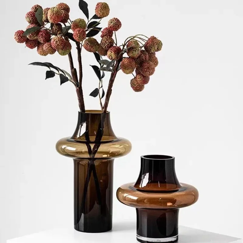 

Medieval Vase High-end Art Glass Vase Decoration Living Room Water-raised Flowers Dried Flowers Flower Arrangement Device
