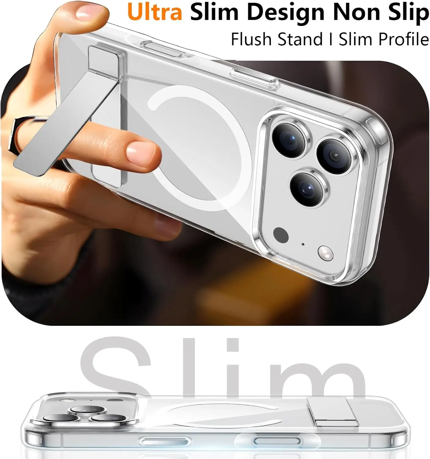 Magnetische Transparente Handyhülle für iPhone 17 16 15 14 18 Pro Max, Militärische Qualität, Sturzsicher und mit Unsichtbarer Halterung, Stoßdämpfend – Detail 4