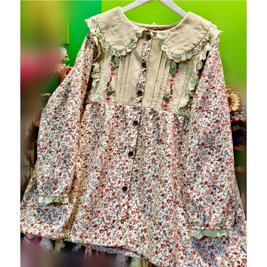 

Women Winter Vintage Cotton Fleece Ruffled Lace Bohemian Blouse Casual Retro Chic Cottage Core Hippie Gypsy Ibiza Tribal Tops