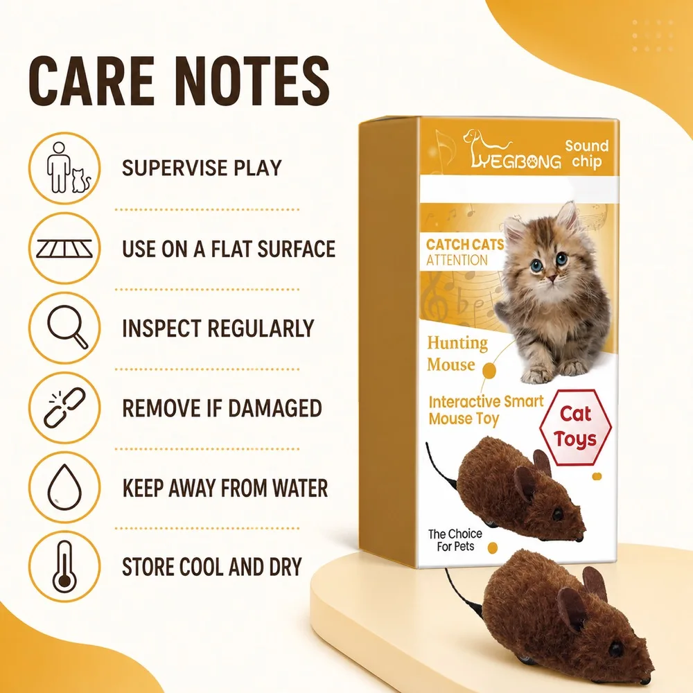 Yegbong Pull Back Plush Mouse Toy for Cats and Dogs Interactive Pet Chase Toys with Rear Wheel for Indoor Play Exercise Training