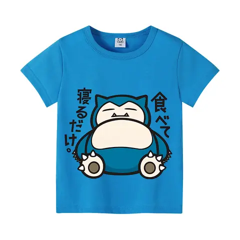 Pokemon Barn T-shirt Sommar Kortärmad Pikachu Bulbasaur Kawaii Figurer Anime T-shirt Trendig Bomull Hemkläder Toppkläder 8 best sales Pikachu T-shirt - №3