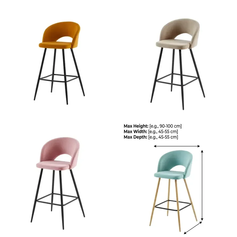 Elegant Modern Bar Counter Stools with Fabric Trim Restaurant and Bar Furniture Available in a Variety of Fruit Colors