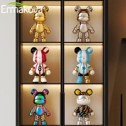 Ceramic Violent Bear Statue Punk Style Animal Sculpture Handmade Art Decor Home Gift for Collectors Shelf & Desk Ornament 