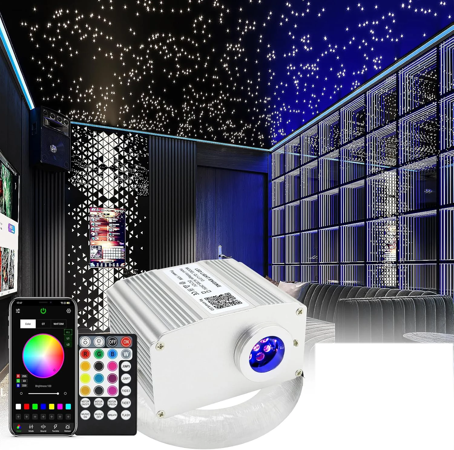 

Optical fiber lamp Twinkle factory Star room ceiling kit Bluetooth APP Smart Control Starry Car LED Light Kid Room Ceiling new