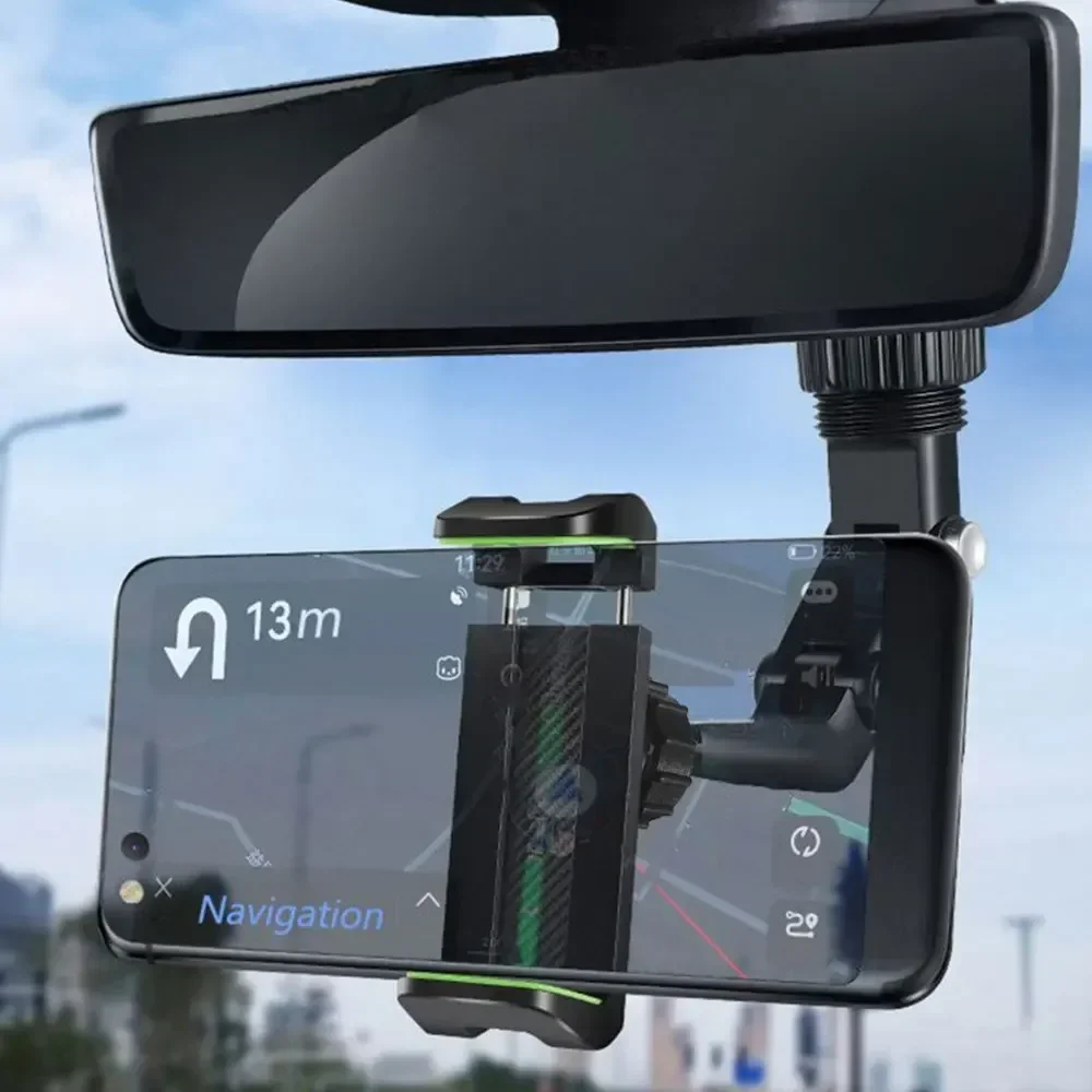 360° Rotating Universal Phone Mount - Rearview Mirror Car Holder for GPS & Smartphones​
