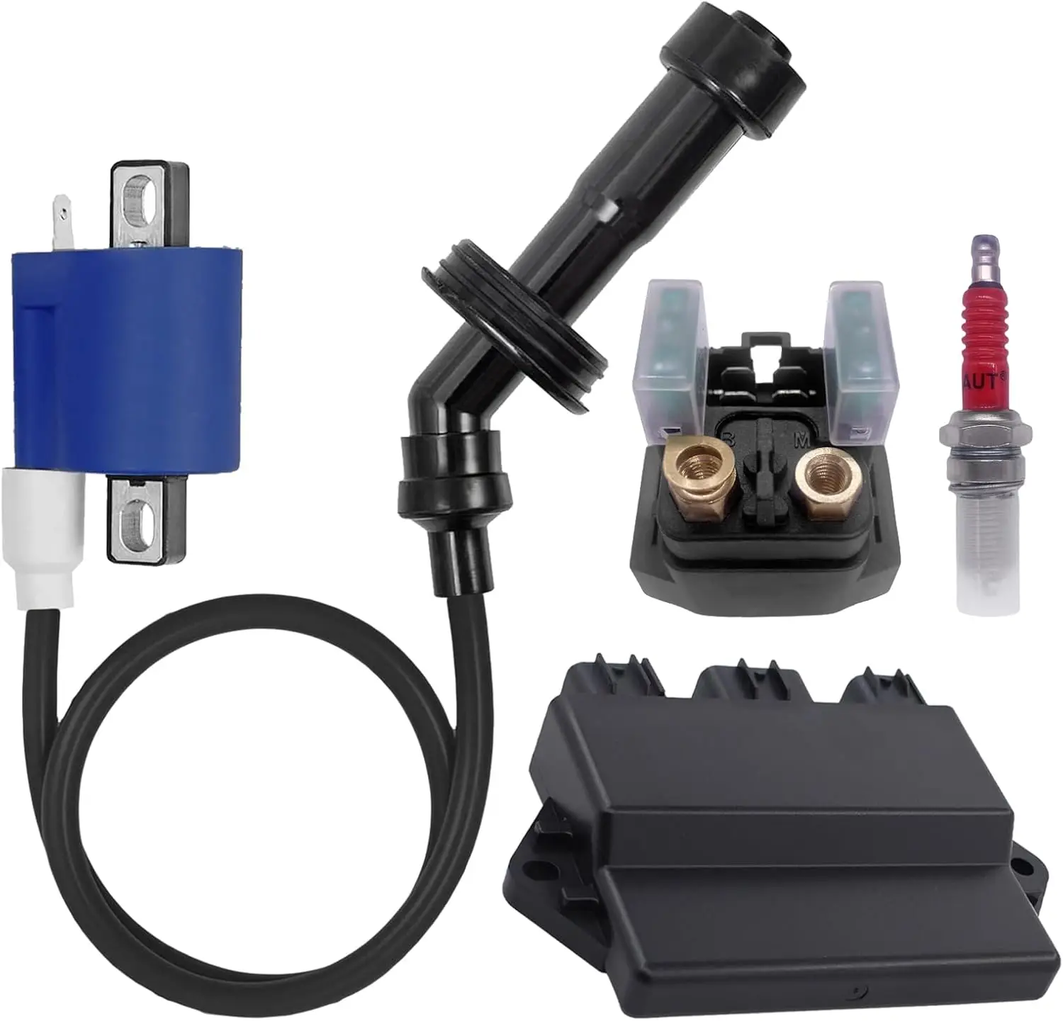 5LP-85540-20-00 CDI Box Module Unit Kit with Starter Solenoid Relay Ignition Coil Spark Plug for YAMAHA YFM660 Raptor 660R