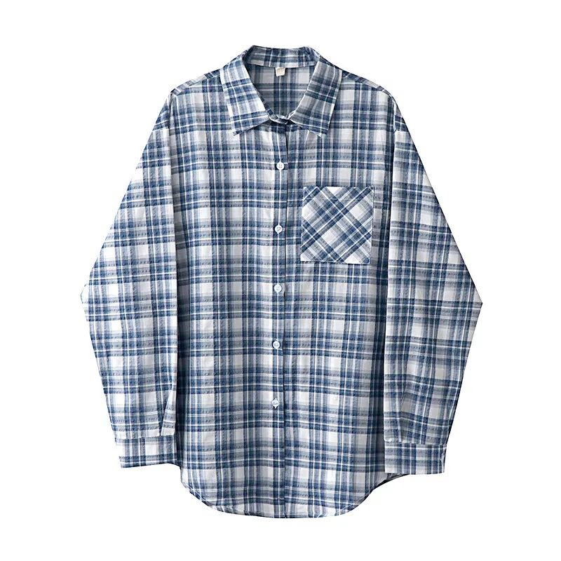 

Винтажная рубашка SuperAen в клетку с длинным рукавом для женщин, весна-лето 2026, новая легкая повседневная модная рубашка