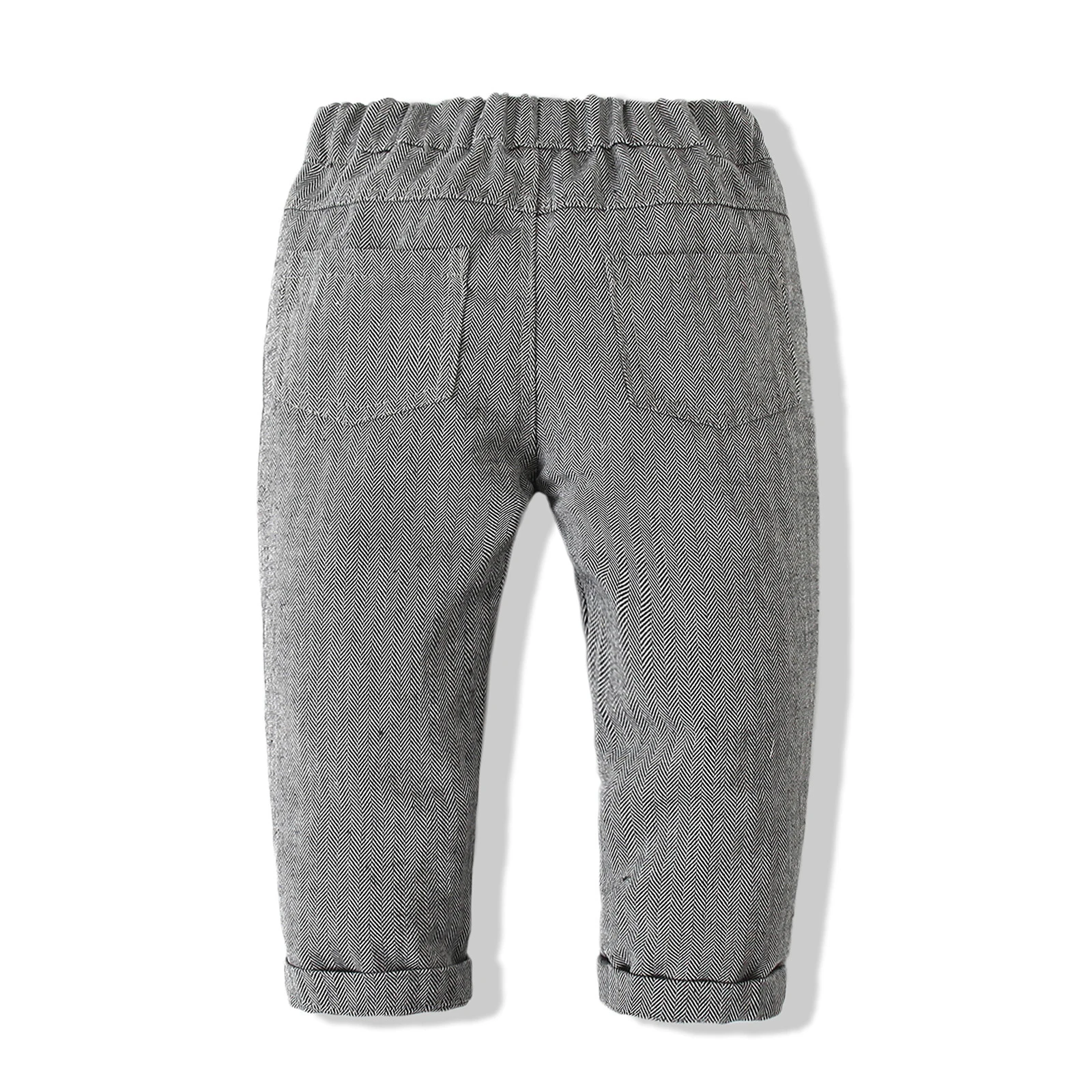 Kinder Baby Jongens Lange Mouw Gestreept Overhemd Vlinderdas Vest En Lange Broek Pak Voor Doop Verjaardagsfeestje School Gentleman Outfit