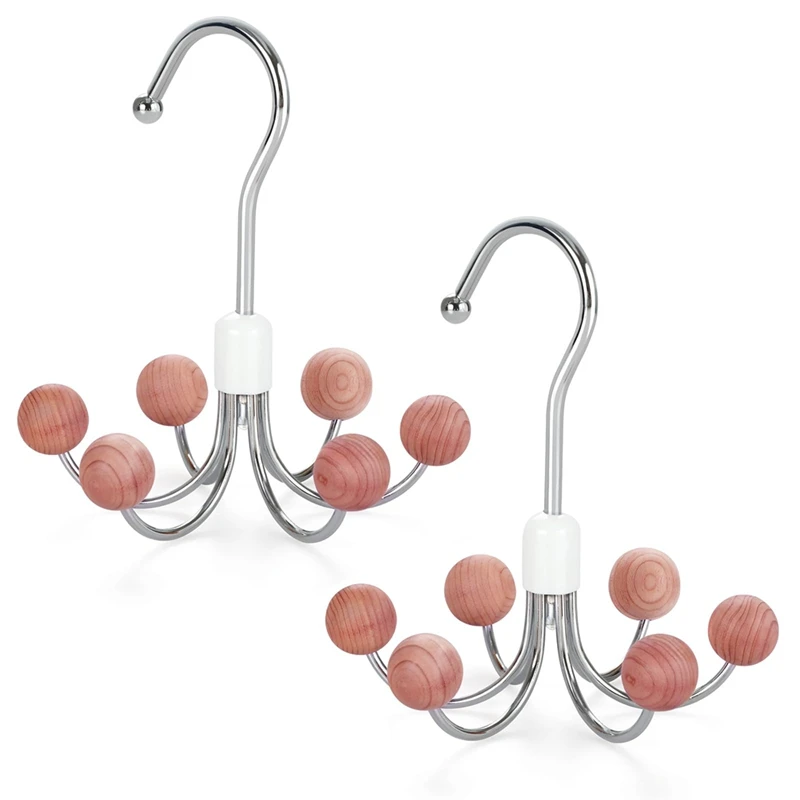 Hoodie Hangers 2-Pack With 6 Balls, 360°Swivel Purse Hanger, Scarf Hanger, Closet Hooks, Handbag Organizer, Bra Hanger