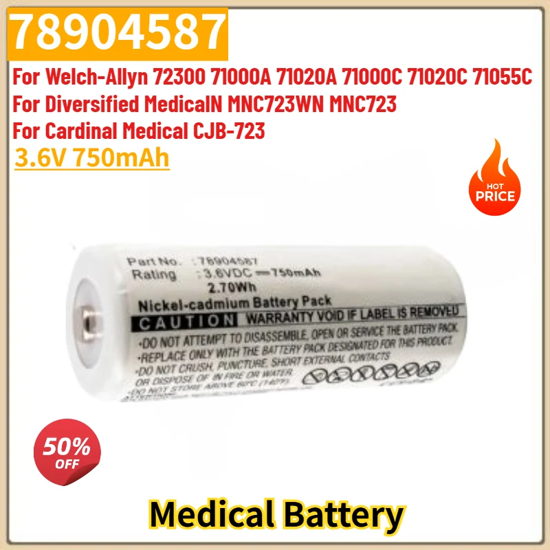 

78904587 High Quality Replacement Medical Battery 3.6V 750mAh for Welch-Allyn 72300 71000A 71020A 71000C 71020C 71055C Brand New