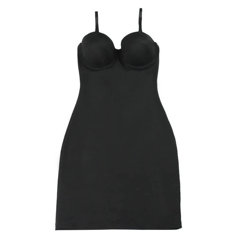 Frauen Stretch Gerade Kleid Mit Bügel Tasse Einfache Sexy Kleider Spaghetti Strap Rohr Bodycon einteiliges Bleistift Unterkleid – Detail 18