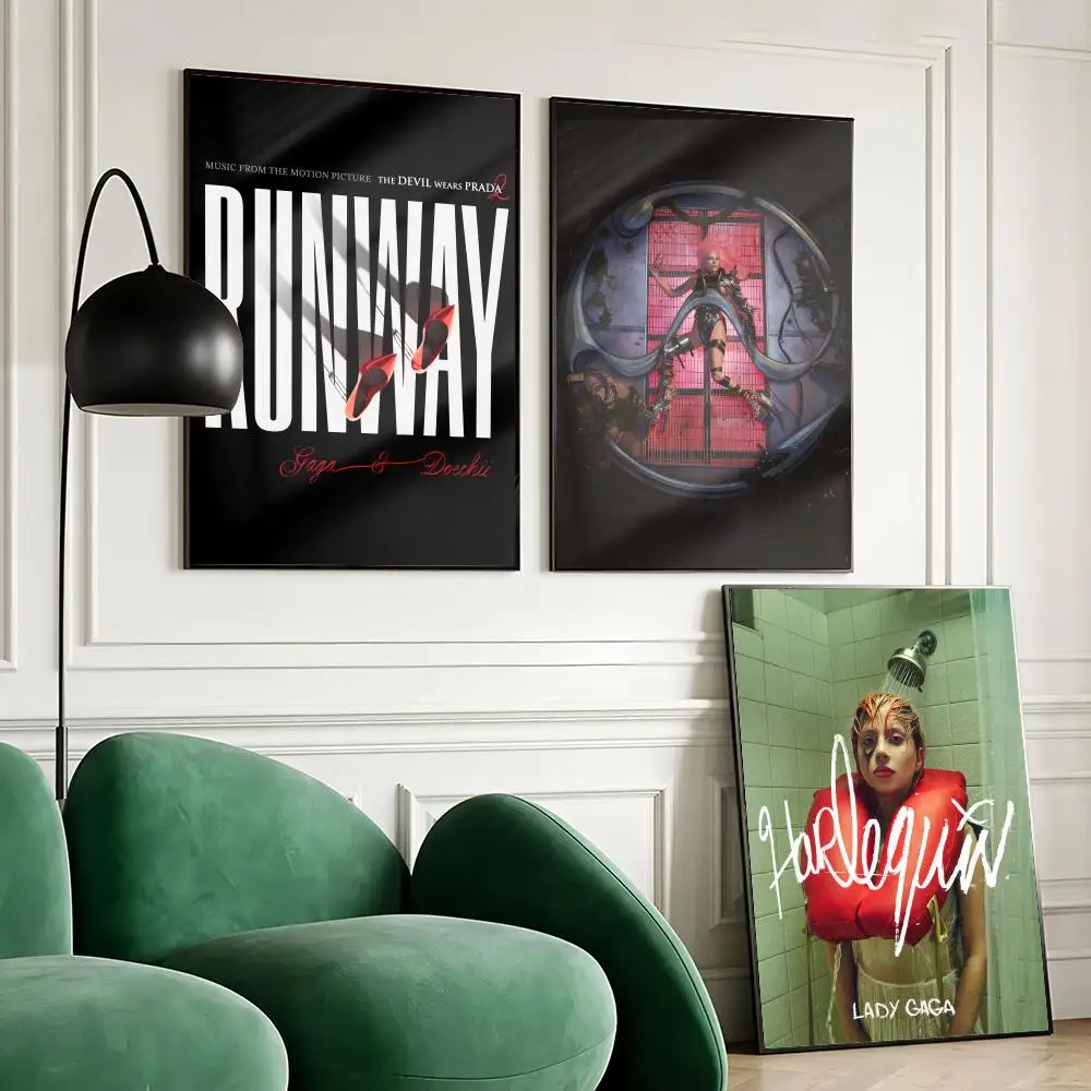 Hot Singer Lady G-Gaga Poster Waterproof Wall Art Sticker for Home Bar Decoration, Self-Adhesive Room Wall Decor Mural