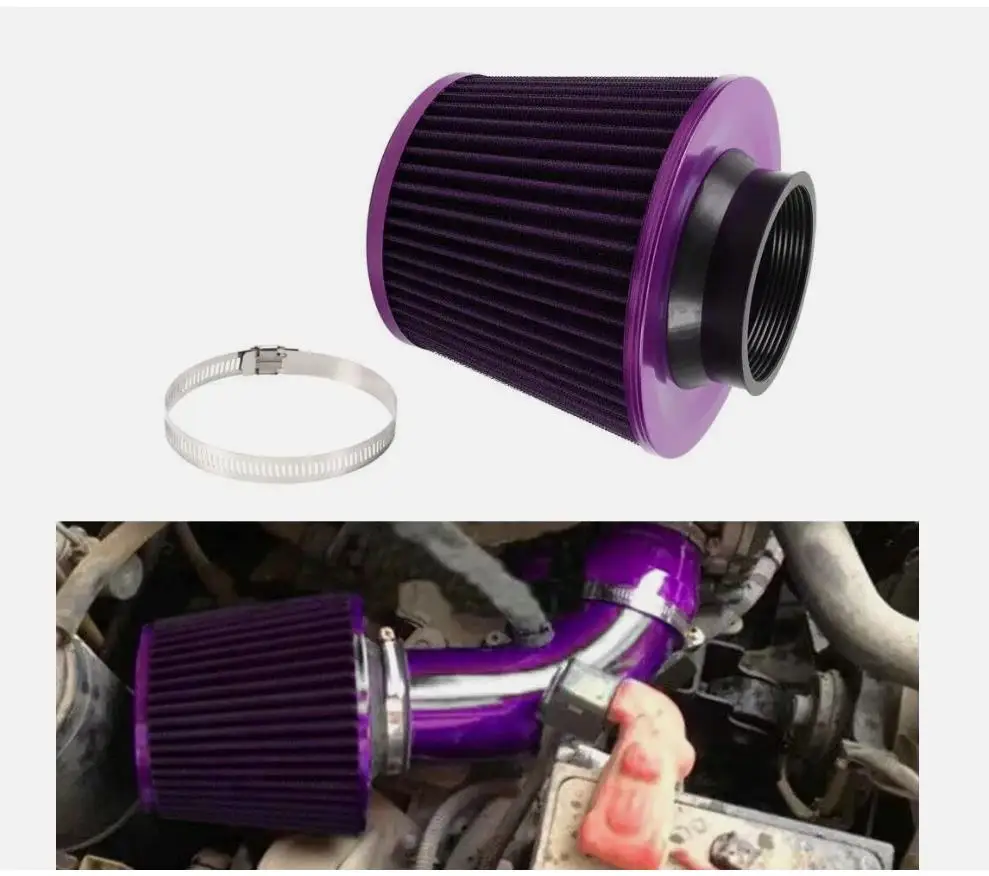 Car Air Filter 76mm High Flow Inlet Cold Air Intake Kit Cone Replacement Dry Air Filter Auto Accessories - Image 3