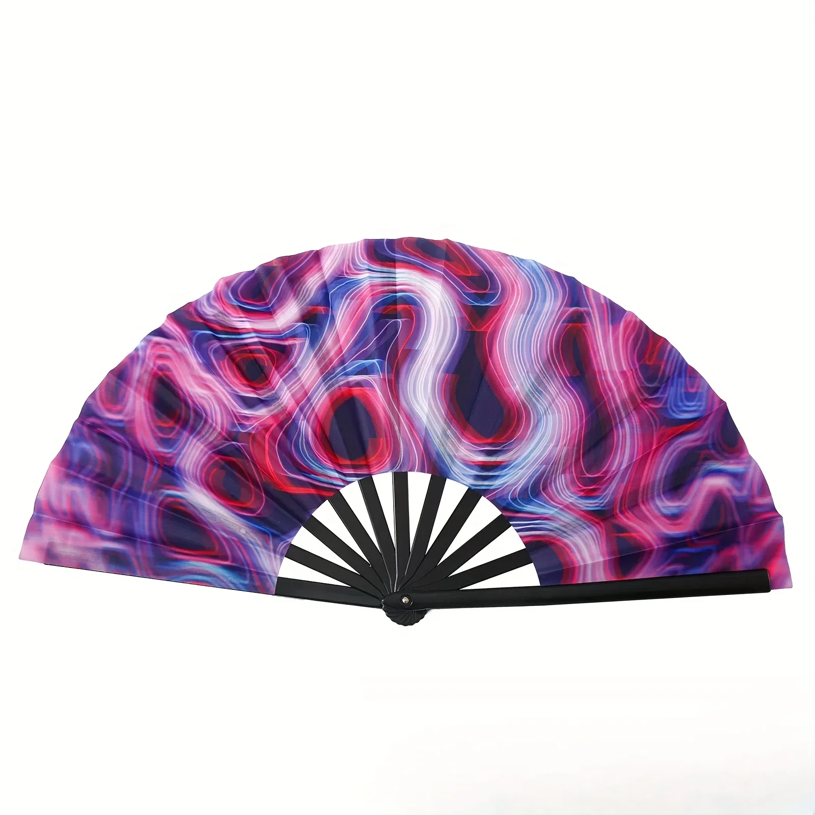 One Pack Large Carnival Folding Fan Fan Craft Fan with Energetic Neon Mushroom Pattern Can Be Used for Both Men and Women view 6