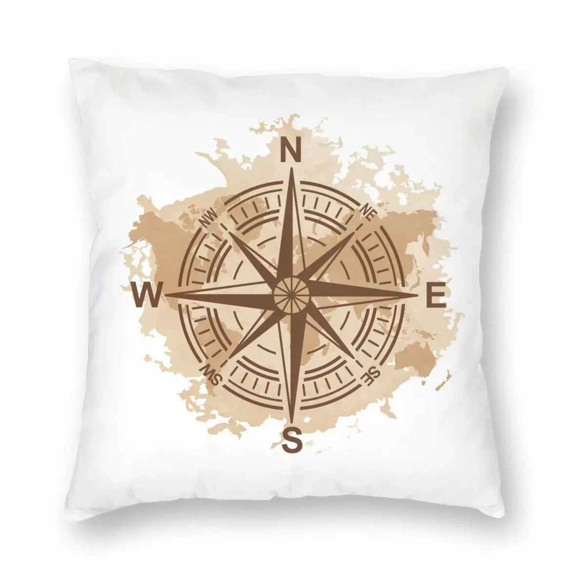 Antique Compass World Map Pillowcase Double-sided Printing Polyester Cushion Cover Decorations Pillow Case Cover Home Zipper