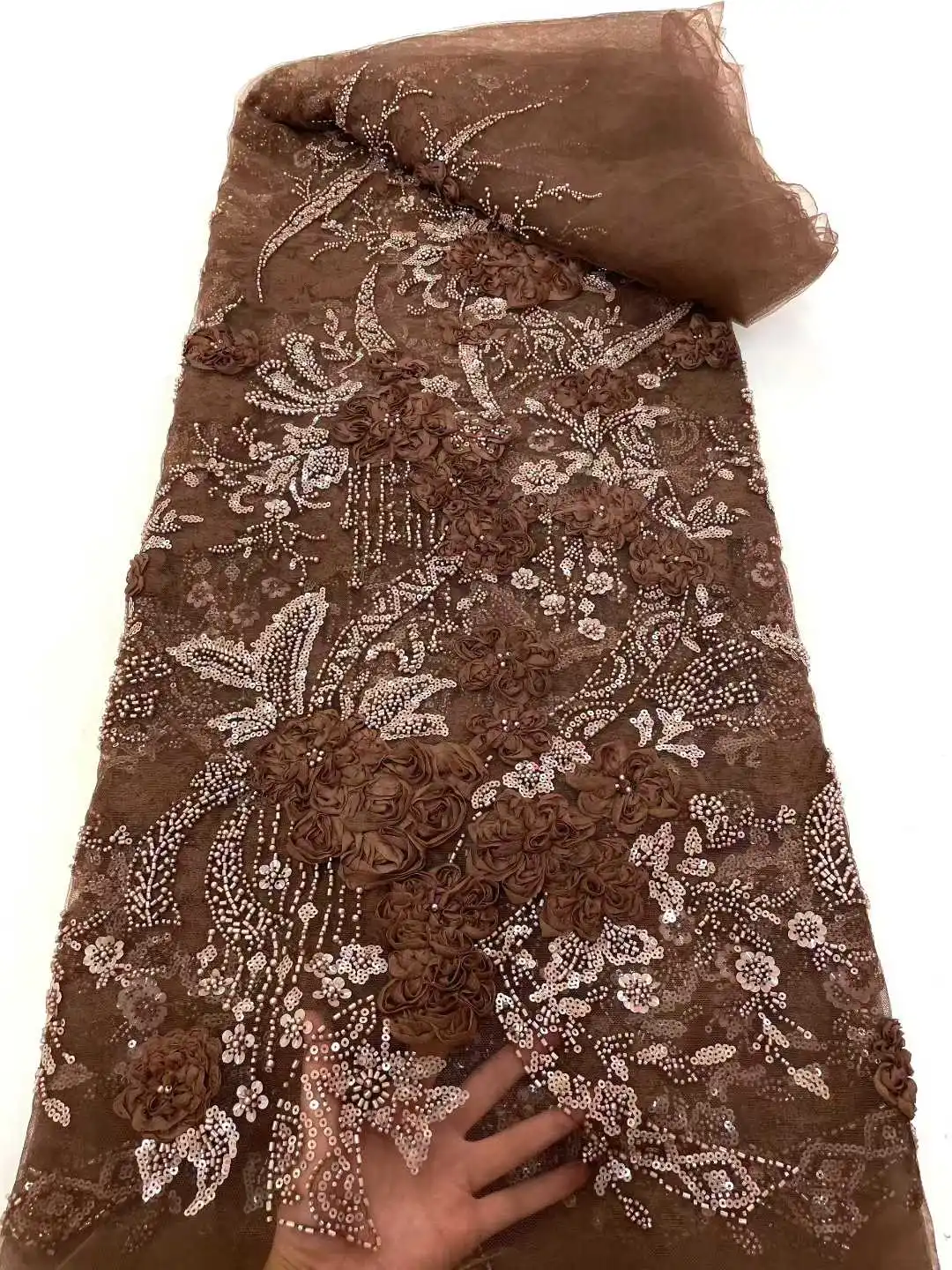 الأبيض مطرز أقمشة الدانتيل جودة عالية المطرزة الدانتيل 2024 الأبيض بيردال الدانتيل ثلاثية الأبعاد زهرة الدانتيل النسيج لفستان الزفاف