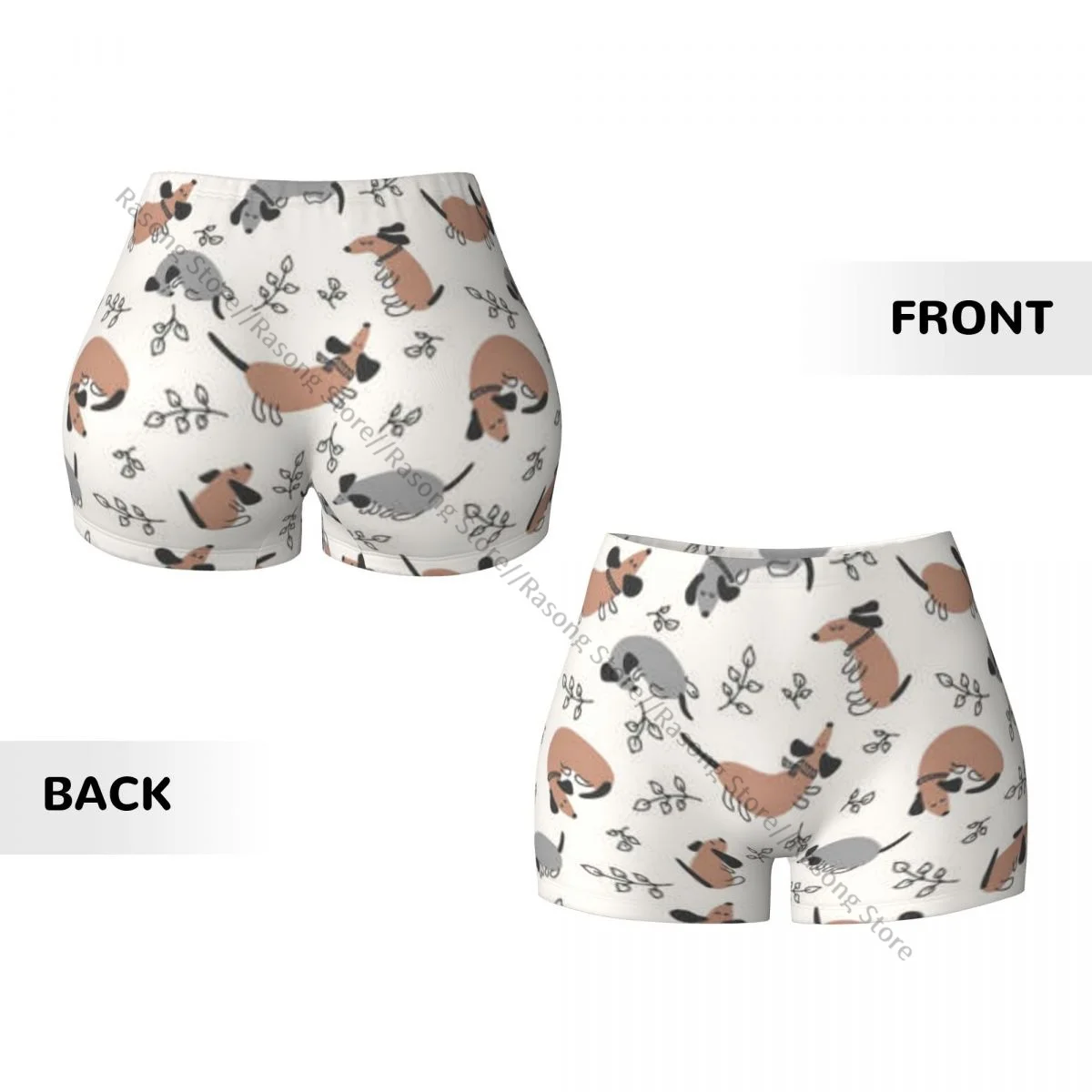 Pantaloncini da yoga da donna Pantaloncini da allenamento con stampa di bassotti e foglie Fitness ad asciugatura rapida da donna Yoga Gym Running Pantaloni corti Abbigliamento sportivo