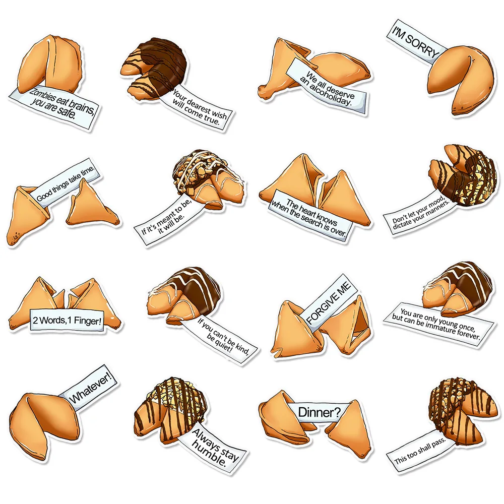 35PCS Fortune Cookie Words Stickers Food Decals for Journal, Laptop, Water Bottle, Scrapbook, DIY Card Making