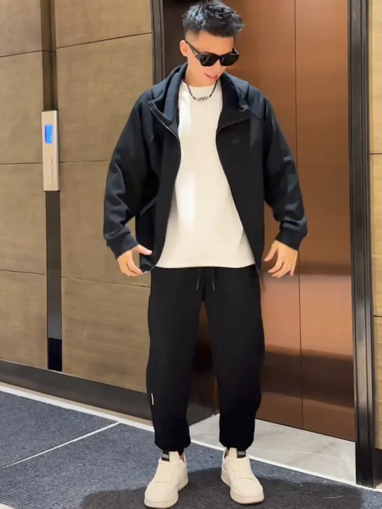 

Fall Men's New Sport Hooded Jaet Outerwear Casual Pants Set Two-Piece Set Sli Long Sve Long Pants Other Material 00%