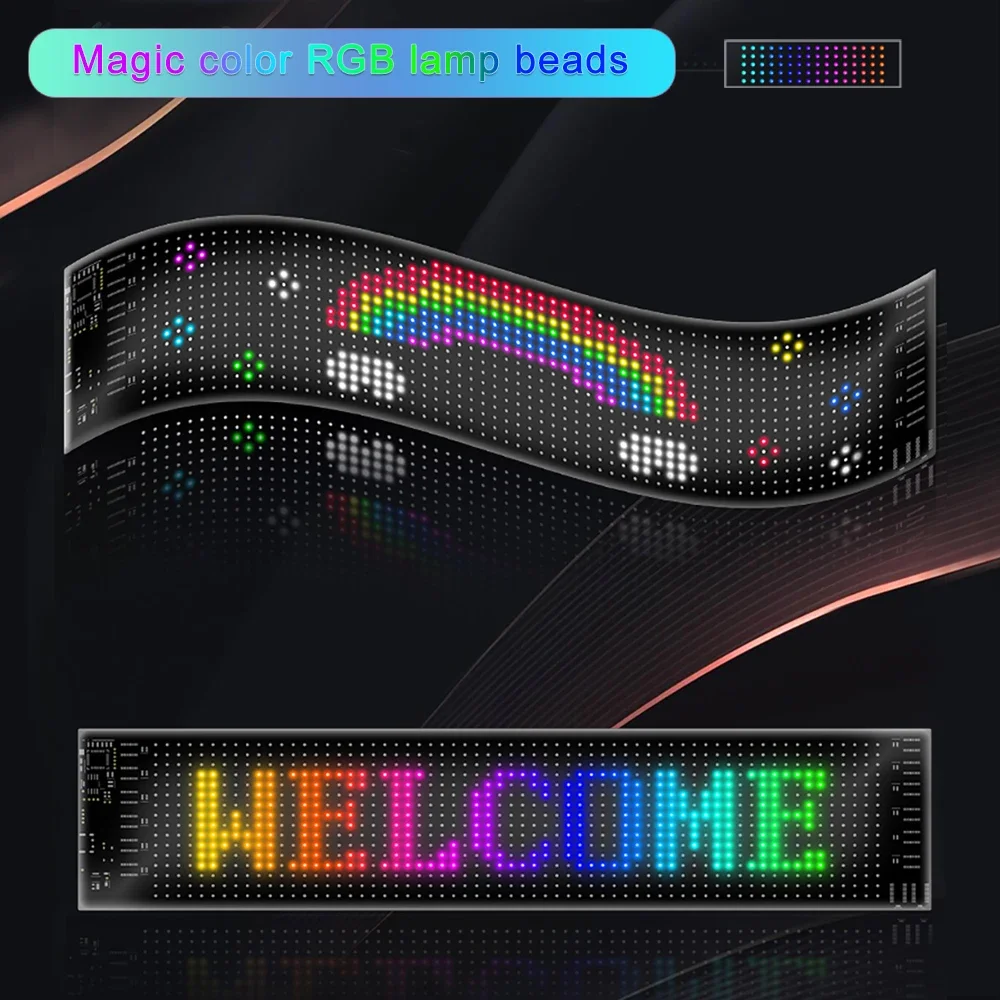 Car Decor Advertising Logo Lights Outdoor LED Matrix Pixel Scrolling Screen DIY Customize Patterns,Animations,Text Warning Light