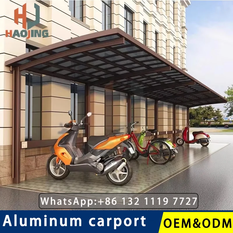 تخصيص الألومنيوم حديقة شرفة مرآب 2 سيارة 6x3 مظلة معدنية خارجية سقيفة البولي كربونات المرآب مواقف السيارات الكهربائية #1