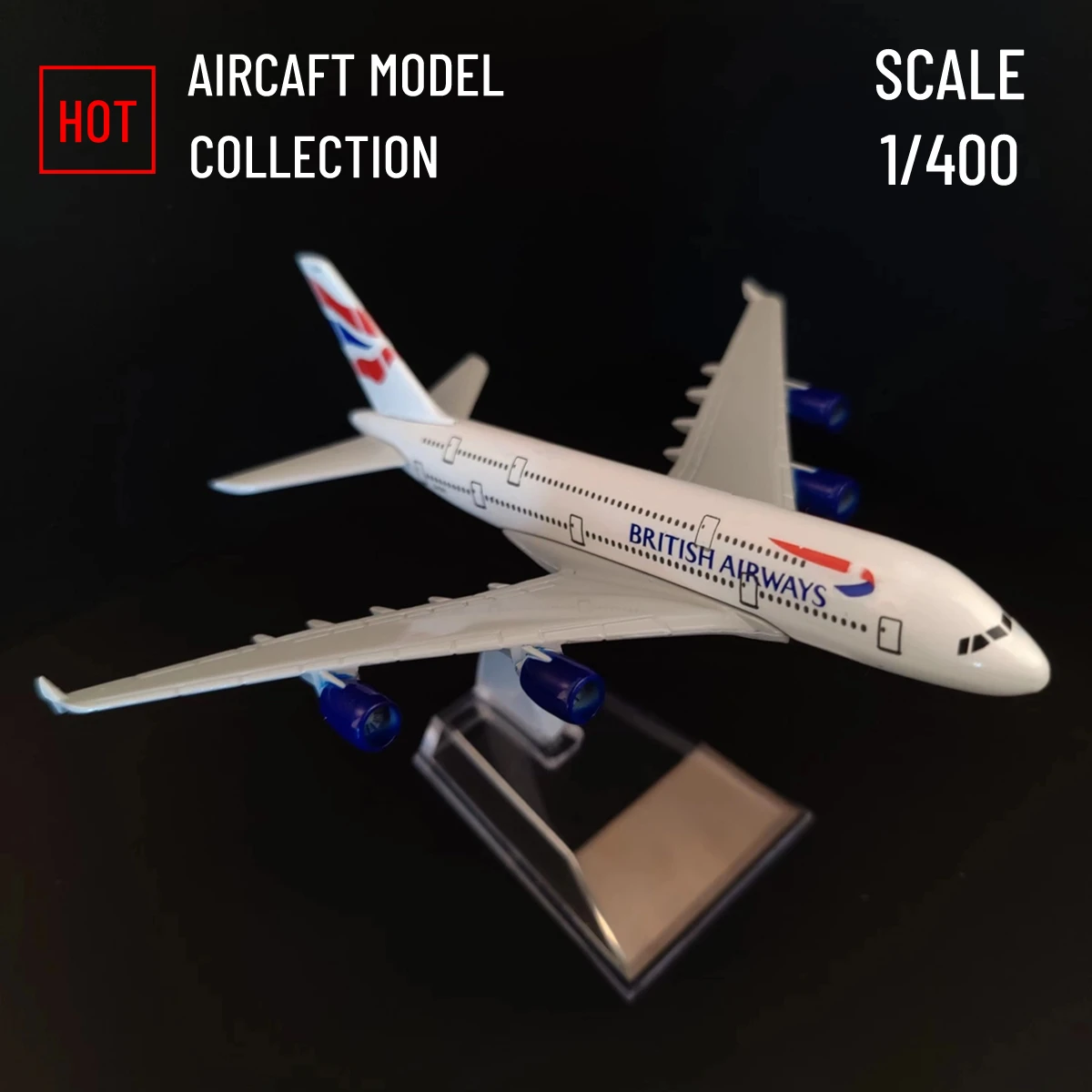 1:400 Metal Aircraft Model Replica, British Airways A380 Airplane Scale Miniature Art Decoration Diecast Aviation Toy Gift