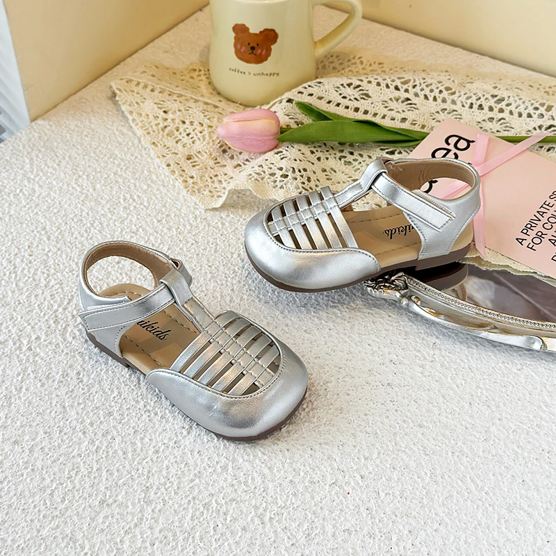 2025 New Summer Suede Sandals for Girls Anti-slippery Sole Toddler Beach Roman Shoes with Pastel Colors Round-toe Vacation Retro