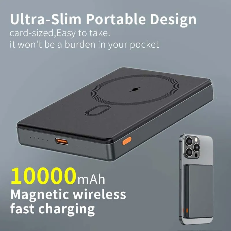 10000mAh Ultracienki bezprzewodowy power bank o dużej pojemności Magnetyczny przenośny akumulator zewnętrzny PD20W Szybkie ładowanie dla Magsafe