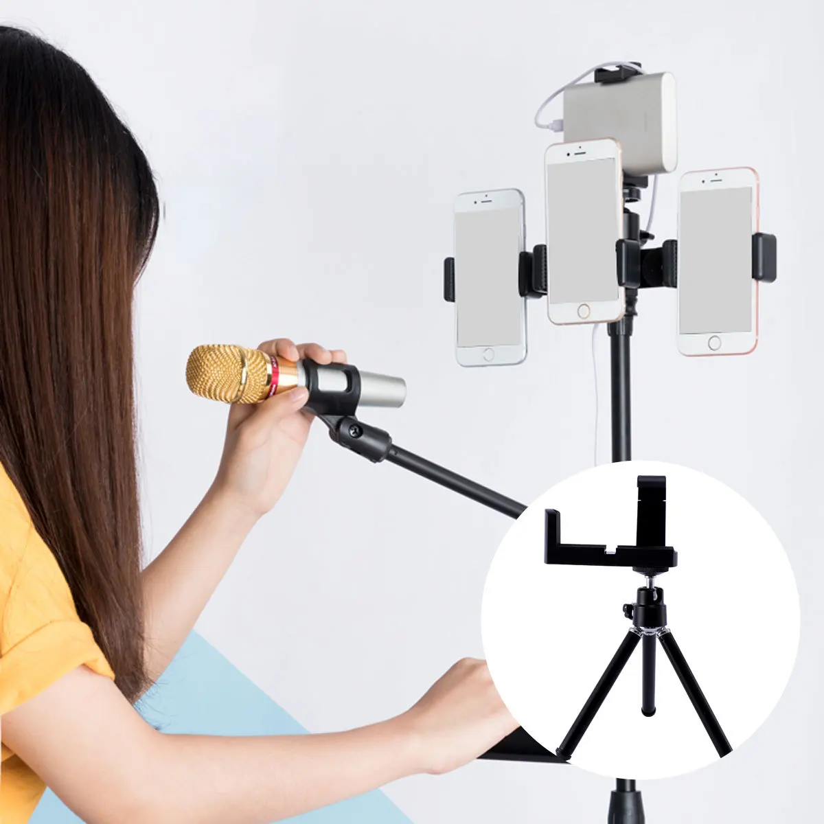 

Mini Camera Small Tripod Phone Broadcast Stand Portable Phone Holder for Live Mobile Broadcast Selfie Stick and Camera Tripod