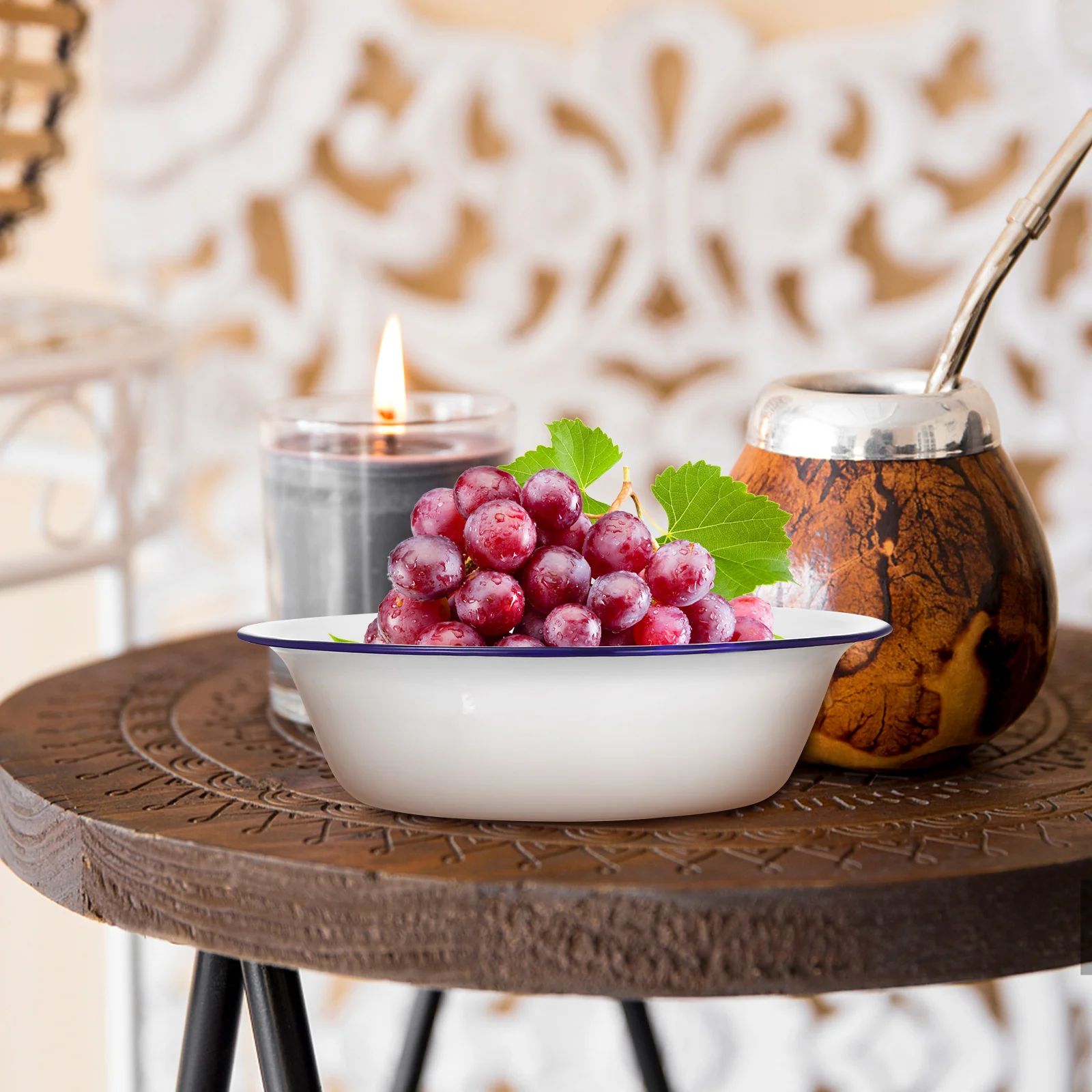 

Небьющиеся эмалированные миски, набор из 4 эмалированных посуды в винтажном стиле, сервировочные миски с ободом для кухни, кемпинга, эмалированные тарелки