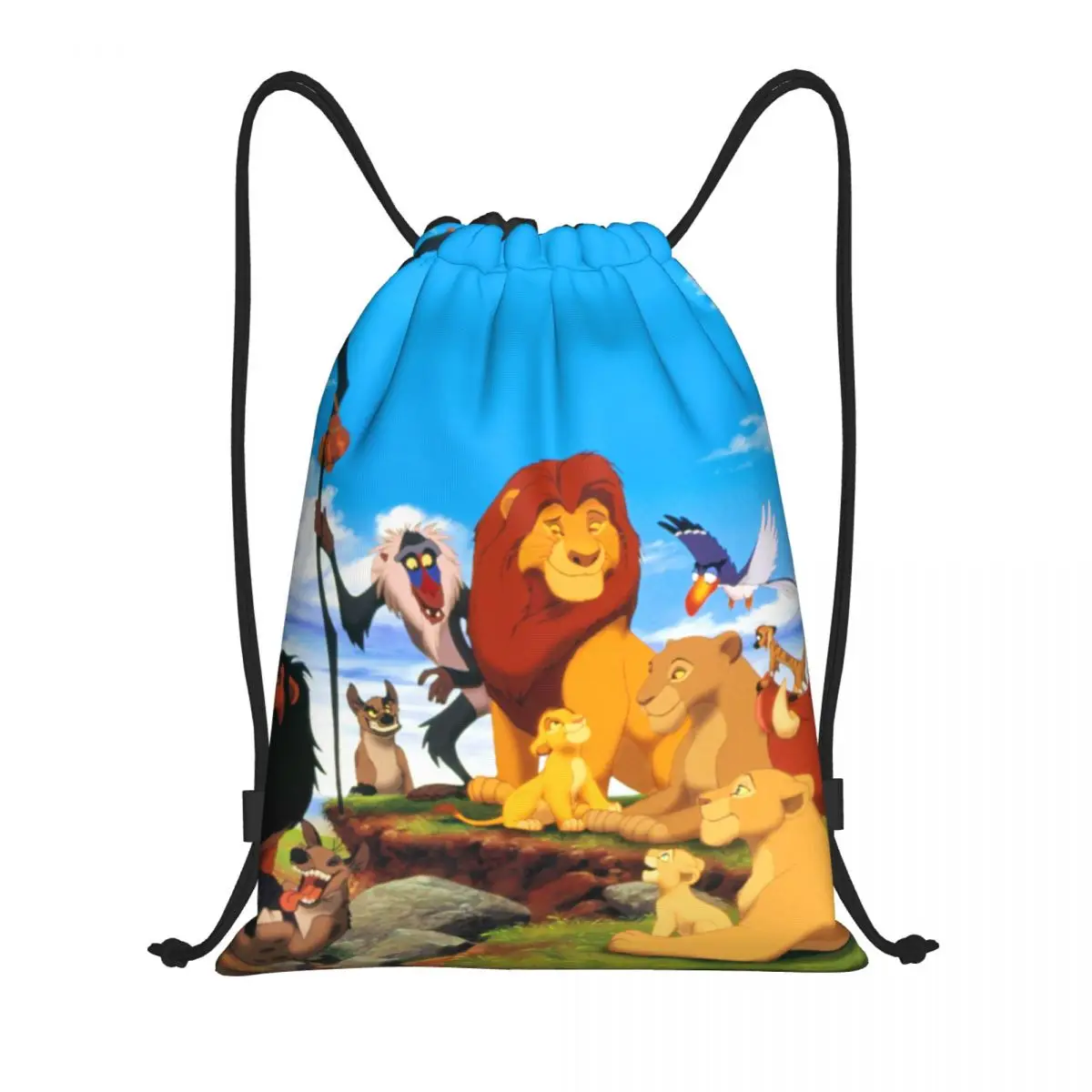 

Custom King Lion Drawstring Backpack Women Men Gym Sport Sackpack Foldable Hakuna Matata Shopping Bag Sack