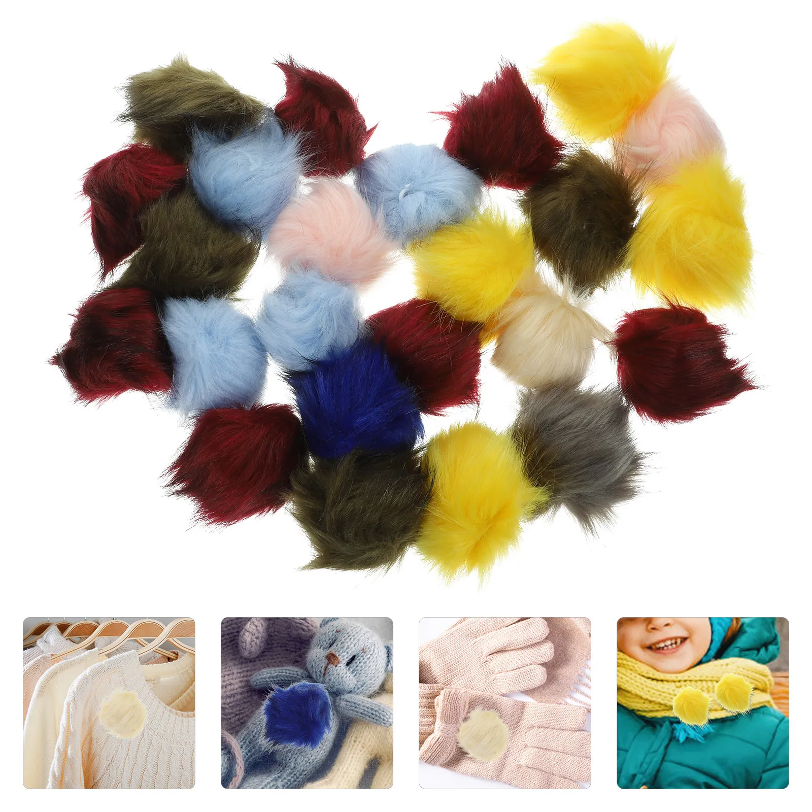 24Pcs Premium Pompom Ball Assorted Bright Colors for DIY Craft Decoration Garland Fringe Party School Projects Handmade