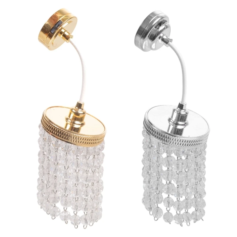 54DF Realistic Chandelier Miniature Beaded Ceiling Light Model Doll Houses Accessory
