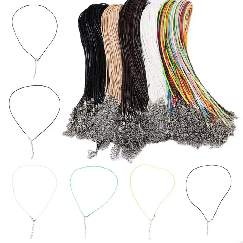 45 ซม. ถักแผ่นหนังปรับได้ Wax Cord DIY สร้อยคอทำด้วยมือจี้กุ้งก้ามกรามสายรัดสายเครื่องประดับเครื่องประดับ B95B B95B