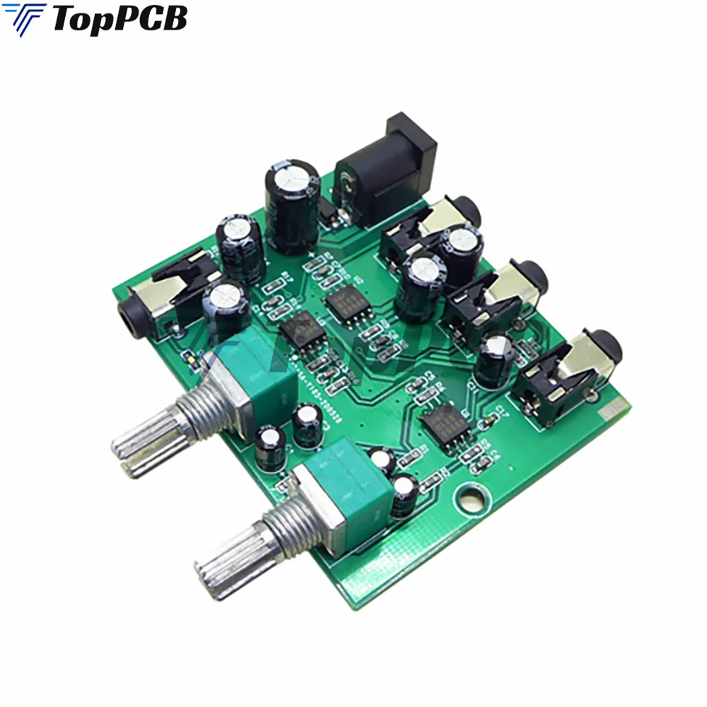 Stereo Mixer Audio Distributor for Headphone External Power AMP Volume Independent Control DC5-19V 2 Inputs 2 Outputs