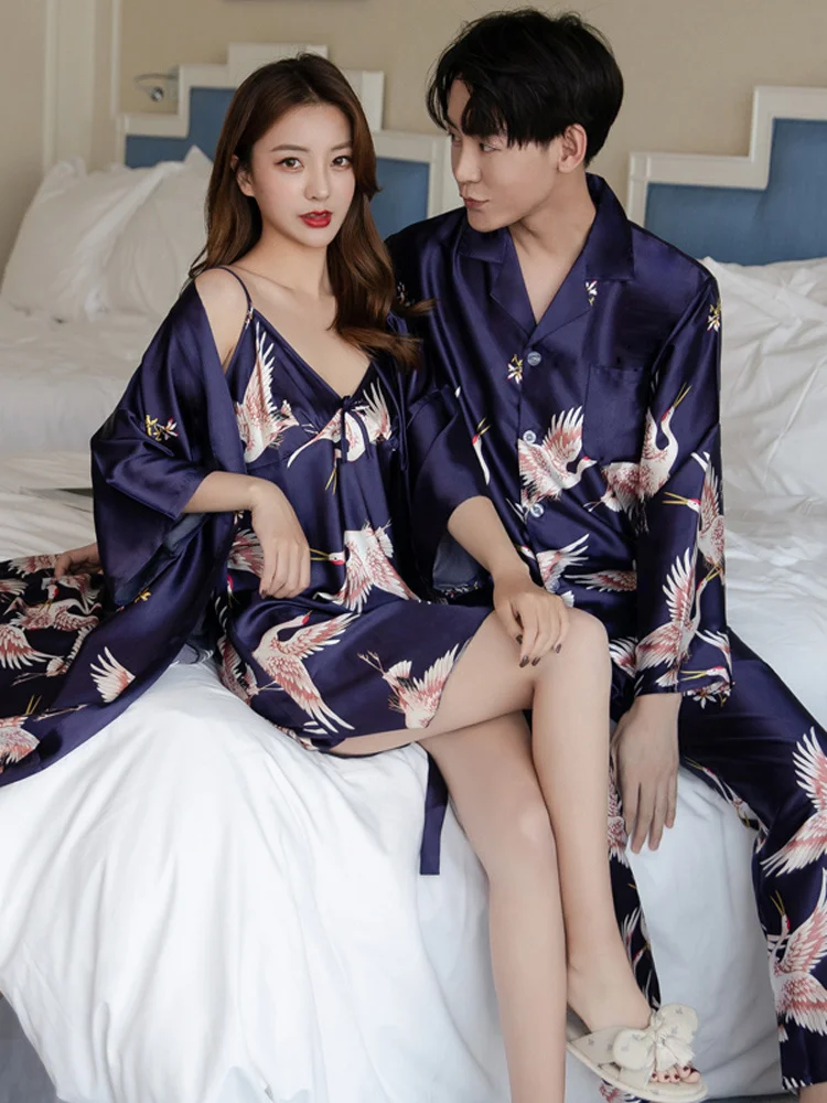 Pyjama de Luxe à Fleurs Rouges pour Couple, Ensemble à Manches sulf, Tendance Asiatique et Alberoise