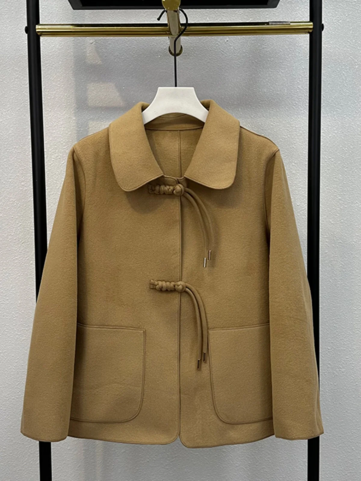 

Faionable ort Woolen Coat Loose Fit Button up Cardigan Sle Autumn Wear for Women 40-49 Years Old Pure Color Collar