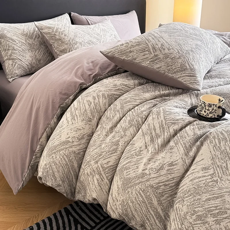 Customizable light luxury cotton three-layer yarn four-piece set