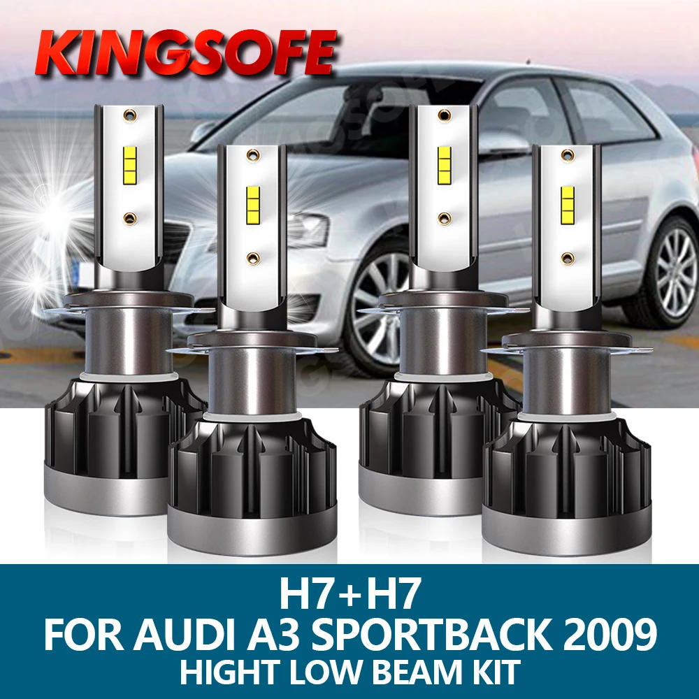 

KINGSOFE LED Headlight Car Light 4Pcs H7 30000LM CSP Chip 6000K White Hight Low Beam Bulbs Kit For Audi A3 Sportback 2009