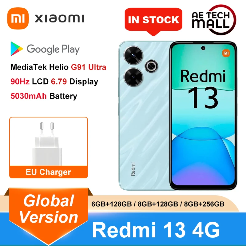 Global Version Xiaomi Redmi 13 4G HyperOS Smartphone MTK Helio G91 Ultra Octacore 108MP Camera 5030mAh 90Hz 6.79