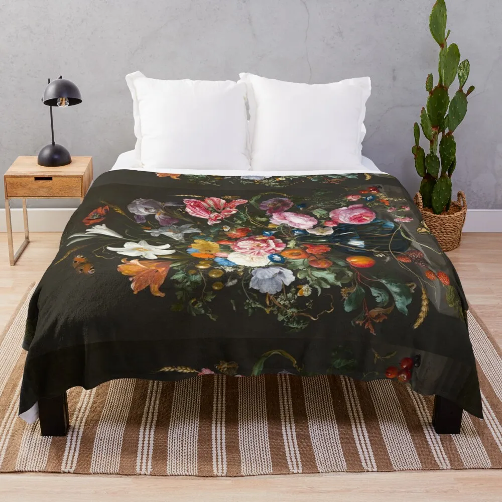 

Vase of Flowers by Jan Davidsz. de Heem Throw Blanket Designer Blankets Winter bed blankets