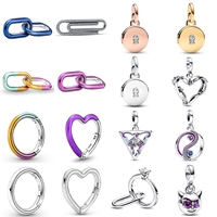 Hot Sale ME Series 925 Sterling Silver Chained ME Wire Heart Medallion Marry Double Link Charm Fit Original Bracelet Trinket