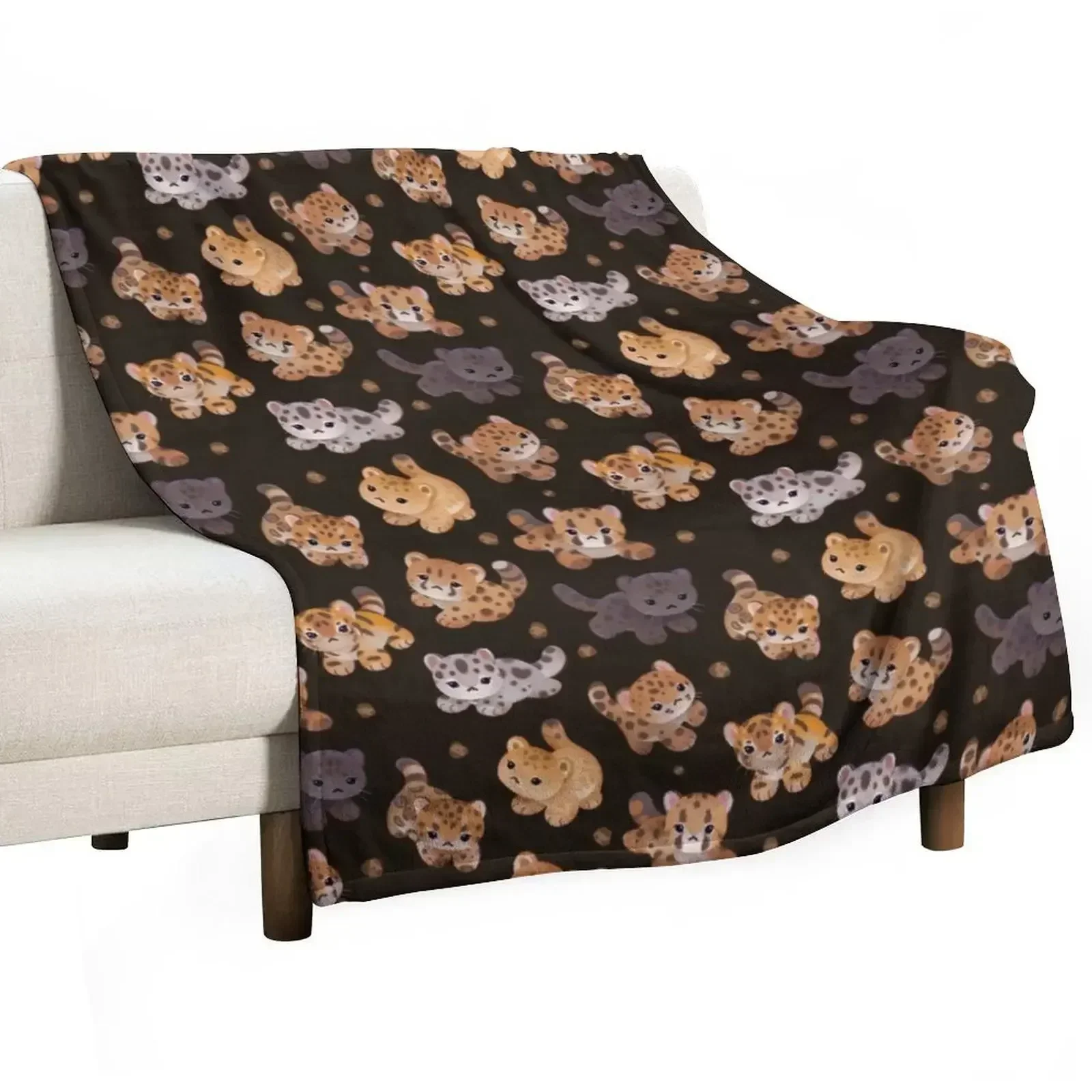 

The year of big cat cubs - dark Throw Blanket Plush Extra Large Throw Sofas Sleeping Bag Blankets