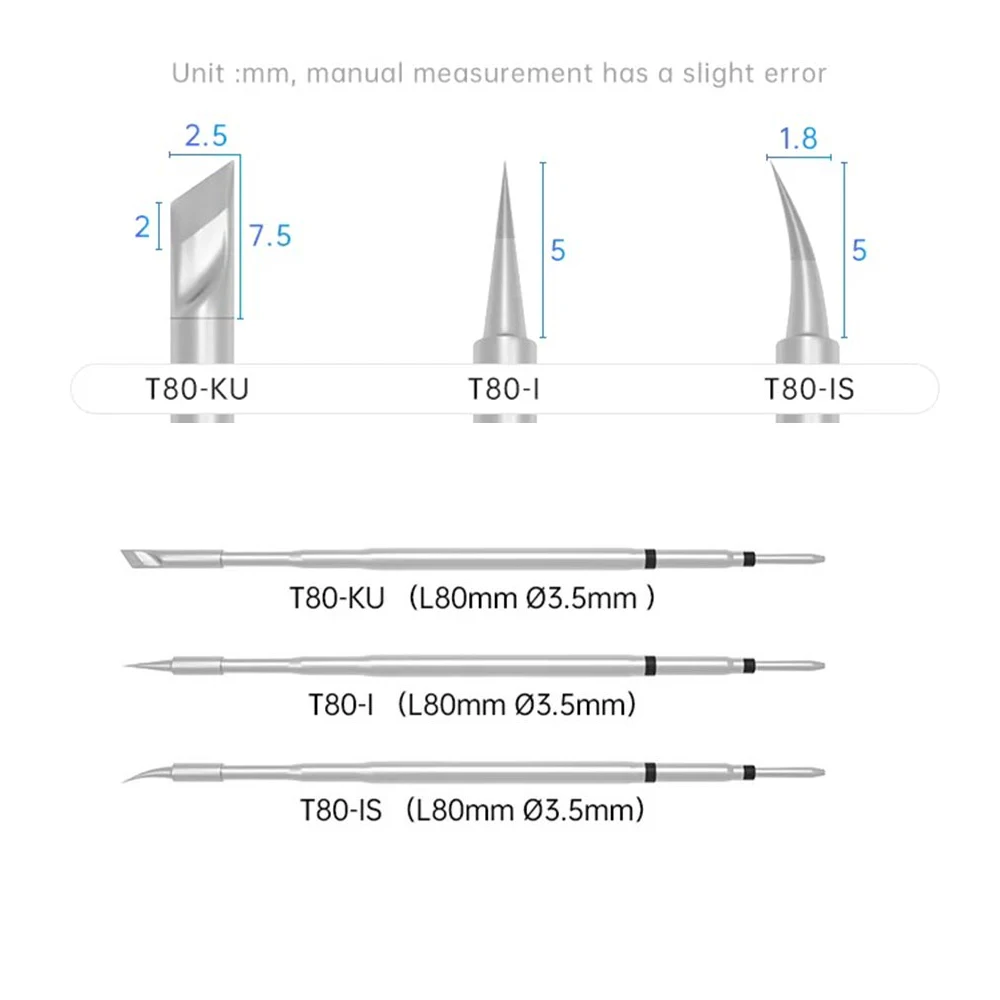 ALIENTEK T80 T80P Originele Press-on Verwarming Soldeerbout Tip Kits C245 C210 Kern Lassen T80-I K IS Tips