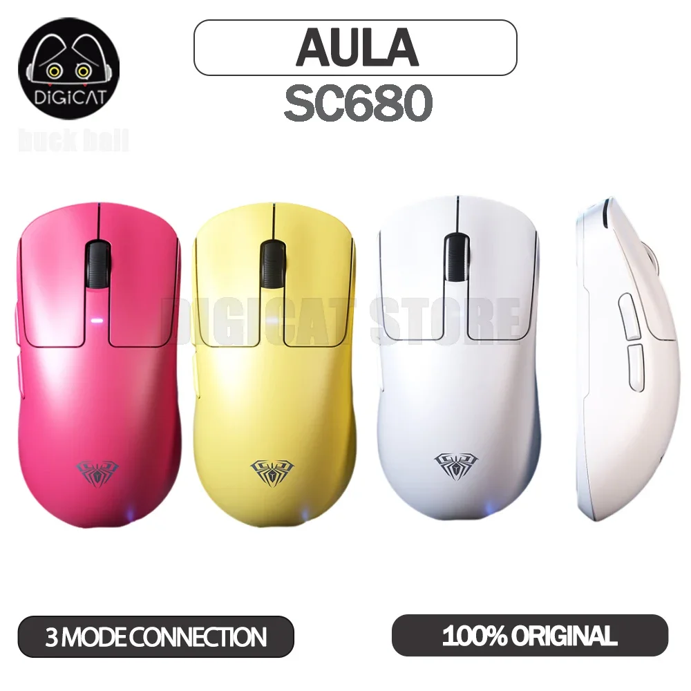 AULA SC680 Gamer Mouse 3Mode USB/2.4G/Bluetooth Wireless Mouse 26000DPI Lightweight Mice Paw3395 Esports Gaming Mice For PC Gift